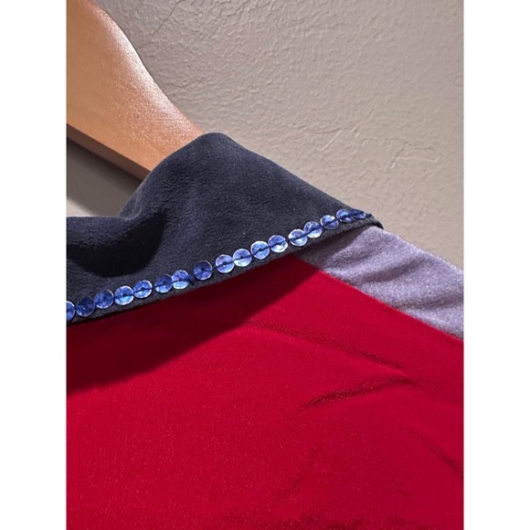 Vintage Quacker Factory Red Sequin Lighthouse 100% Silk Button Up Shirt Large - Picture 6 of 6